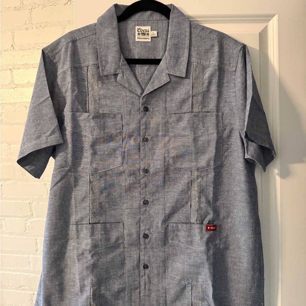 Huckberry Men's Blue Patchwork Button Down Shirt - image 1